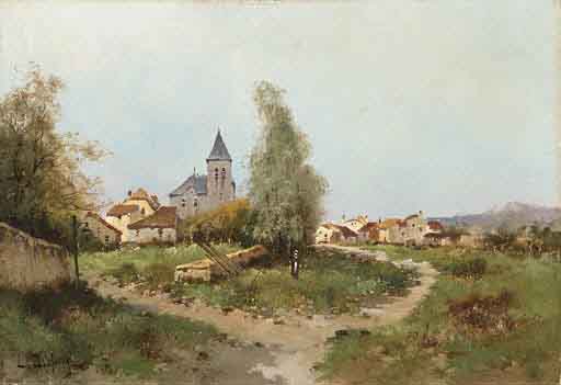 Eugene Galien-Laloue The path outside the village